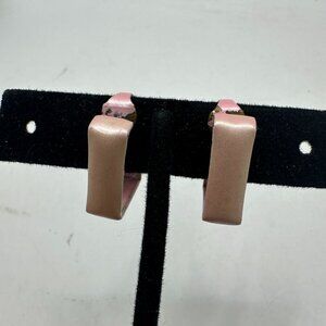Vintage Pink Rectangular Clip-On Earrings